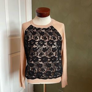 Nice Club Women’s lace front crew neck  sweater Size M
